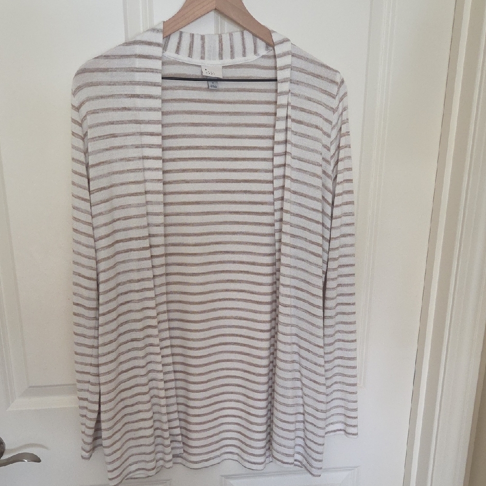 a new day Beige and White Striped Cardigan